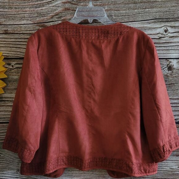 East 5th open front jacket Women's XL rust mid Sleeve Pre-owned - Picture 2 of 5